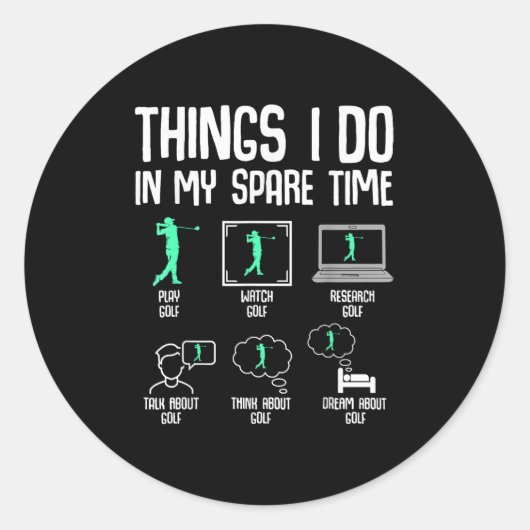 Golf Things I Do In My Spare Time Golfer Kids Boys Ronde Sticker (Voorkant)