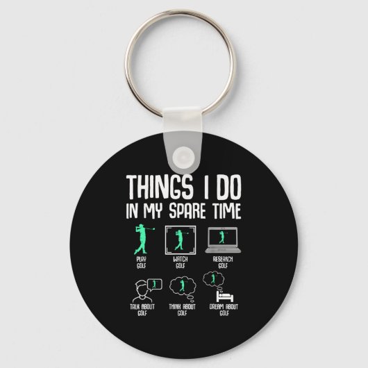 Golf Things I Do In My Spare Time Golfer Kids Boys Sleutelhanger (Voorkant)