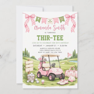 Golf Thir-Tee Volwassen Roze Verjaardagsuitnodigin Kaart