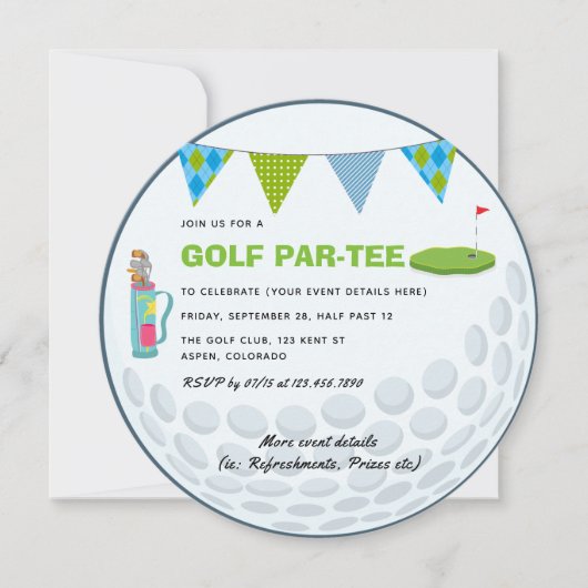 Golf Thleparty Fotouitnodiging Kaart (Voorkant)