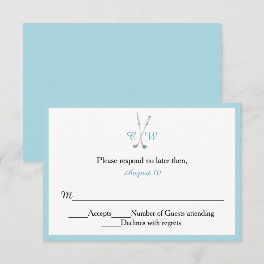 Golf ThMED Monogrammed Wedding RSVP (Voorkant / Achterkant)