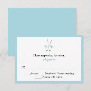 Golf ThMED Monogrammed Wedding RSVP Kaartje