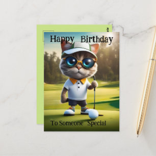 Golf Tijd: Grappige Kat Golf Speler, Verjaardag  Briefkaart