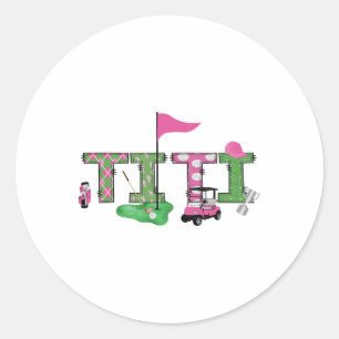 Golf Titi Roze Gat In Een Golf 1e Verjaardag Meisj Ronde Sticker