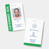 Golf Toernooi Beveiliging Media Pass Badge (Voor- en achterkant)