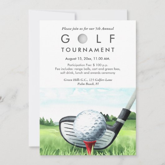 Golf Toernooi jaarlijkse uitnodiging (Voorkant)