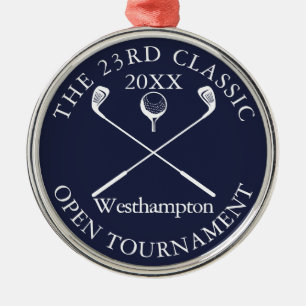 Golf Toernooi Klassiek Evenement Navy Blauwe Prijs Metalen Ornament