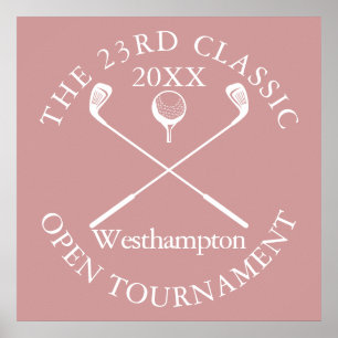 Golf Toernooi Klassieke Evenement Stof Roze Roze B Poster