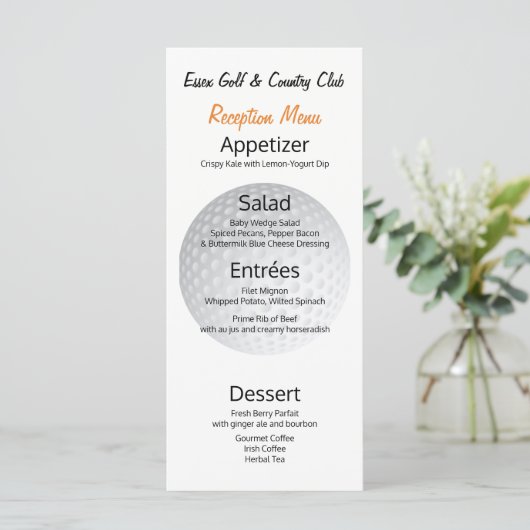 Golf Toernooi Receptie ⛳ Diner Menu (Staand voorkant)