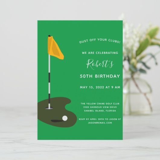 Golf Tournament 50th Birthday Party Invitation (Staand voorkant)