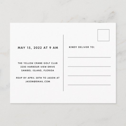 Golf Tournament 50th Birthday Party Invitation Uitnodiging Briefkaart (Achterkant)