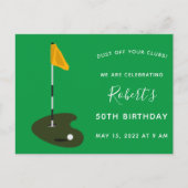 Golf Tournament 50th Birthday Party Invitation Uitnodiging Briefkaart (Voorkant)