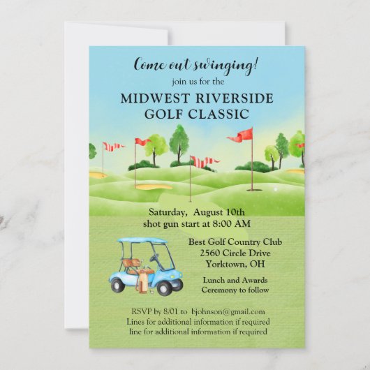 Golf Tournament Invitation Kaart (Voorkant)