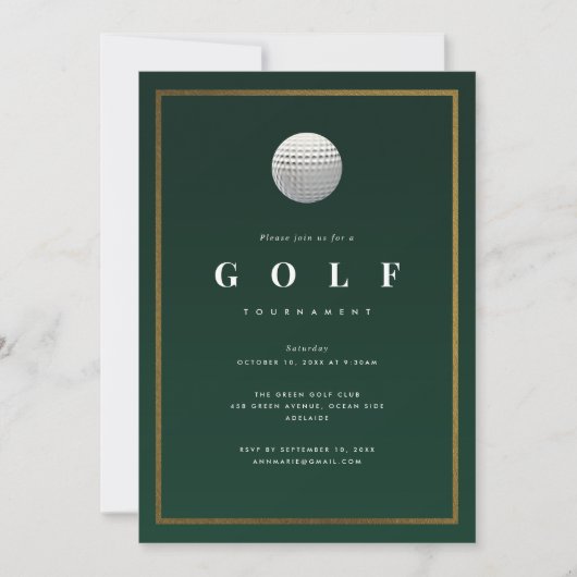 Golf Tournament Invitation Kaart (Voorkant)