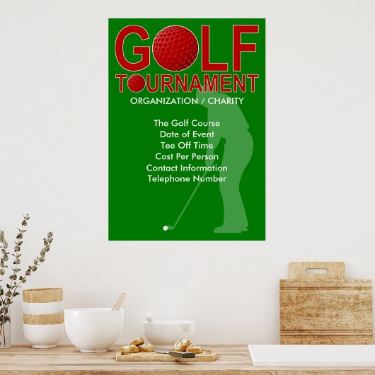 Golf Tournament Poster 3 (u kunt aanpassen) (Keuken)