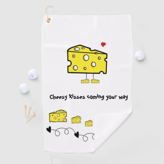 Golf Towel Cheese Mouse Hearts Love Golfhanddoek (Insitu)