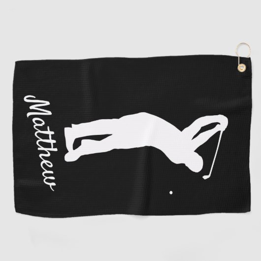 Golf Towel monogramme "golfer Matthew" b&w Golfhanddoek (Horizontaal)