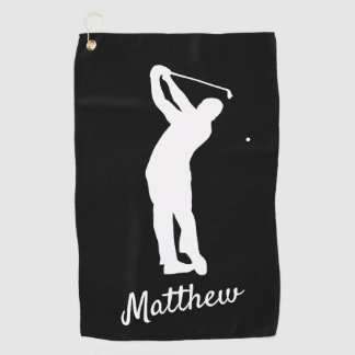 Golf Towel monogramme "golfer Matthew" b&w Golfhanddoek