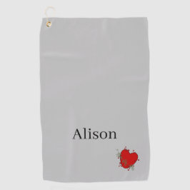 Golf Towel Red Heart Golfhanddoek