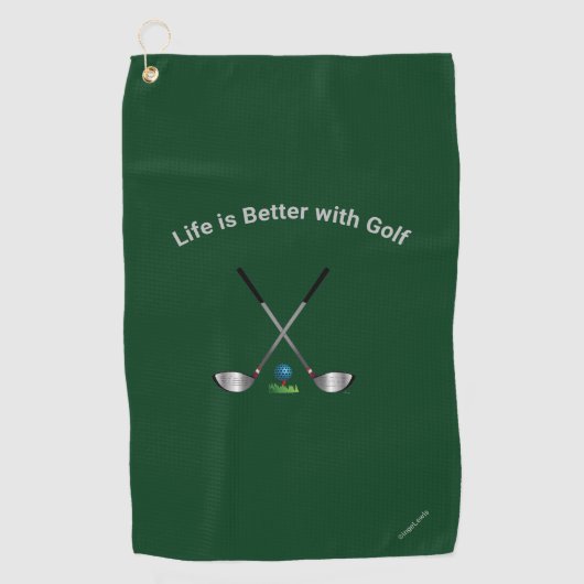 Golf Towel RETIRED Golfing Quote Design Green Golfhanddoek (Voorkant)