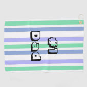 Golf Towel White Green Paars Stripe #1 Pap Golfhanddoek (Horizontaal)