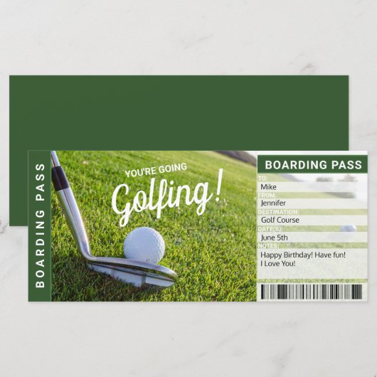 Golf Trip-certificaat instapkaart (Voorkant / Achterkant)