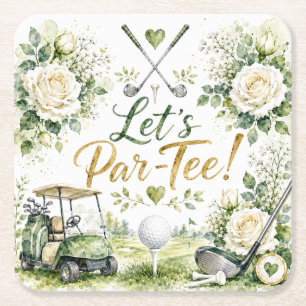 Golf Trouw Bloemen Laten we Par Tee Kartonnen Onderzetters