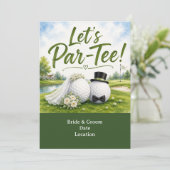 Golf Trouw Bruid & Bruidegom Watercolor Design Kaart (Staand voorkant)