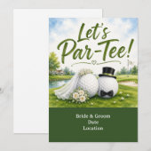 Golf Trouw Bruid & Bruidegom Watercolor Design Kaart (Voorkant / Achterkant)