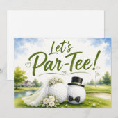 Golf Trouw Bruid & Bruidegom Watercolor Design Kaart (Voorkant / Achterkant)