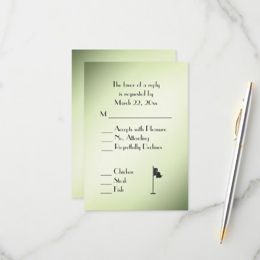 Golf Trouw Thema Groen RSVP met Menu Keuze (Voorkant / Achterkant in situ)