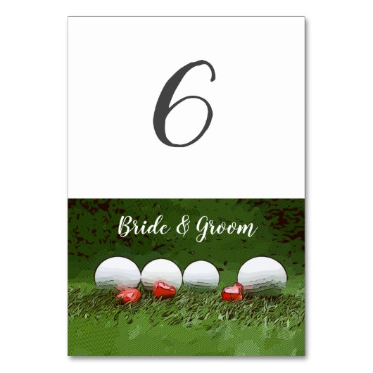 Golf Trouwtafelkaart met golfbal op groen Kaart (Voorkant)