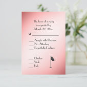 Golf Trouwthema Roze RSVP met Menu Keuze (Staand voorkant)