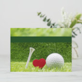 Golf trouwuitnodiging met liefde en t-shirt kaart (Staand voorkant)