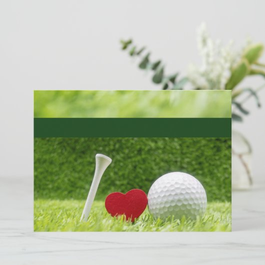 Golf trouwuitnodiging met liefde en t-shirt kaart (Staand voorkant)