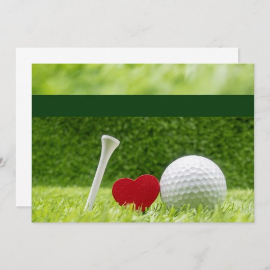 Golf trouwuitnodiging met liefde en t-shirt kaart (Voorkant / Achterkant)