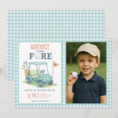 Golf Turning Fore 4e verjaardag foto uitnodiging (Voorkant / Achterkant)