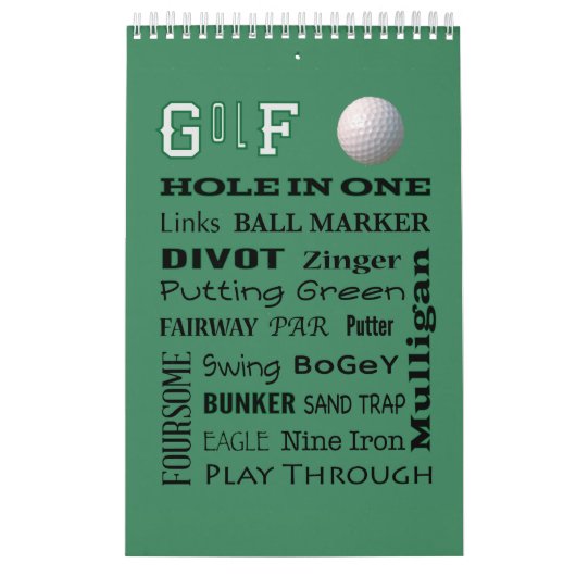 GOLF-typografie 2023 Hanging Wall Kalender (Hoes)