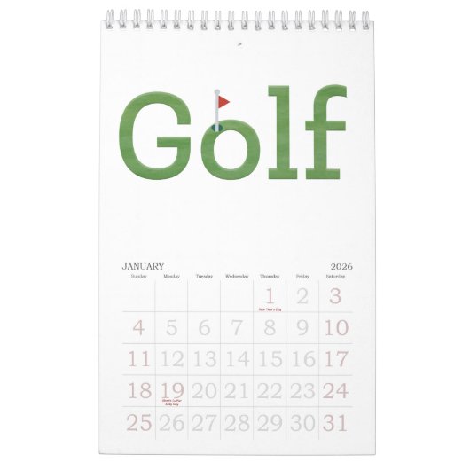 GOLF-typografie 2023 Hanging Wall Kalender (Jan 2026)