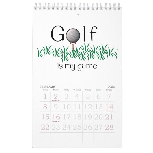 GOLF-typografie 2023 Hanging Wall Kalender (Feb 2026)
