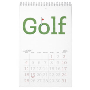 GOLF typografie 2026 Hangen aan de muur Kalender