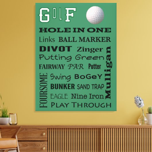 GOLF typografie Canvas Afdruk (Insitu (Woonkamer))