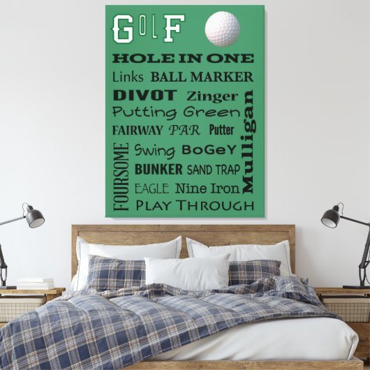 GOLF typografie Canvas Afdruk (Insitu (Slaapkamer))