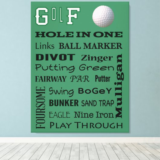 GOLF typografie Canvas Afdruk (Insitu (Houten vloer))