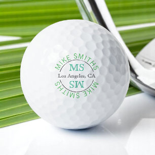 Golf Typografie Monogram Naam golfspeler Golfballen