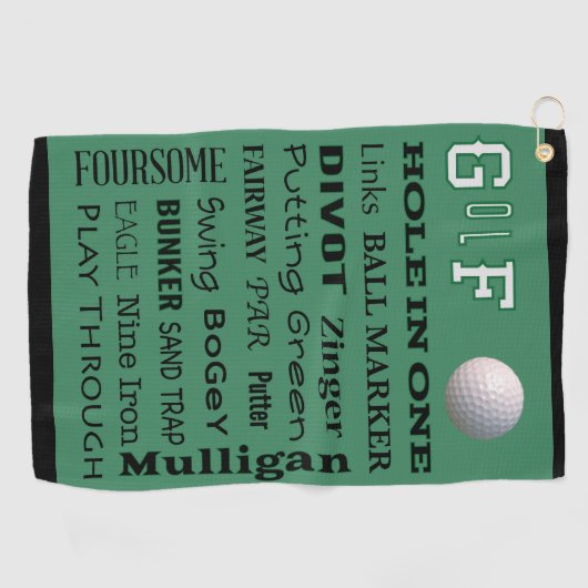 GOLF-typografie voor de Avid Golfer Golfhanddoek (Horizontaal)