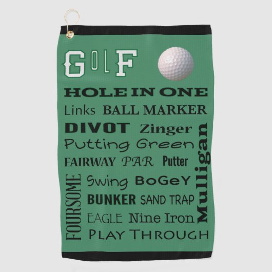 GOLF-typografie voor de Avid Golfer Golfhanddoek (Voorkant)