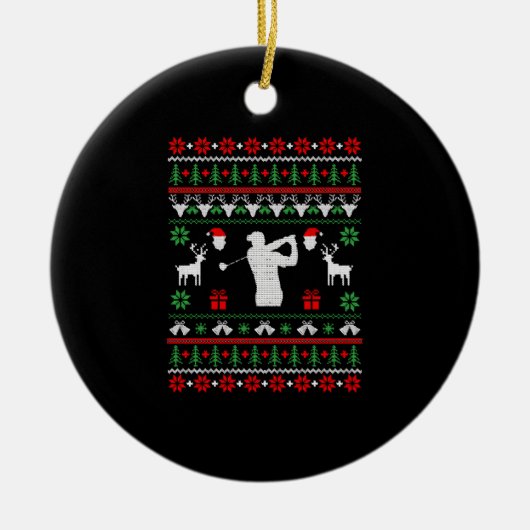 Golf Ugly KerstSweater Keramisch Ornament (Voorkant)