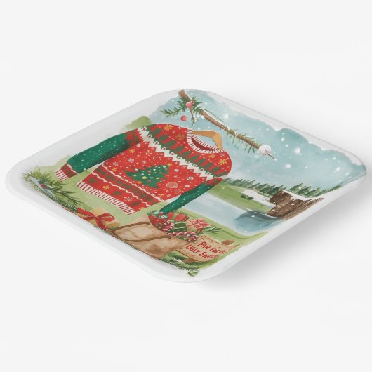 Golf Ugly Sweater Christmas for golfer Papieren Bordje (Gebogen)
