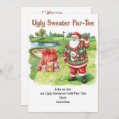 Golf Ugly Sweater Christmas Party Invitation Kaart (Voorkant / Achterkant)
